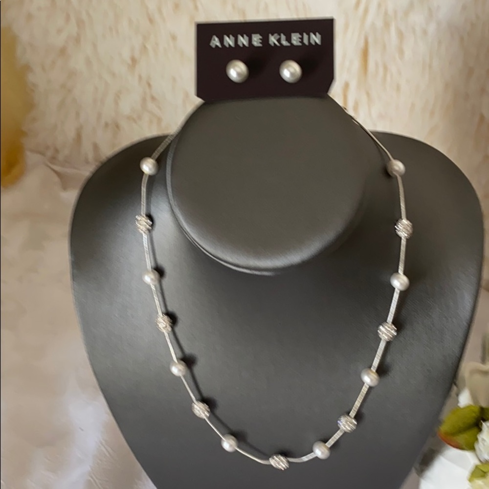 ANNE KLEIN SET SILVER- IMITATION PEARL